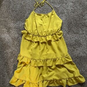 Good Luck Gem Yellow Ruffle Mini Dress